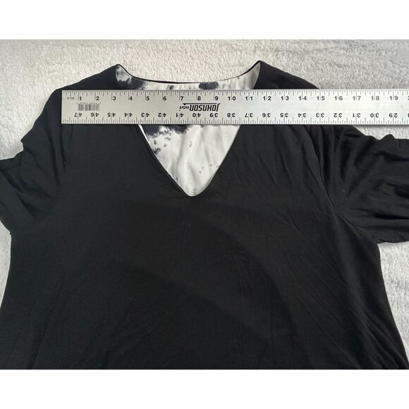 Patrizia Luca Milano Womens Black White V-neck Asymmetric Layered Tunic Top M/L - Picture 6 of 11